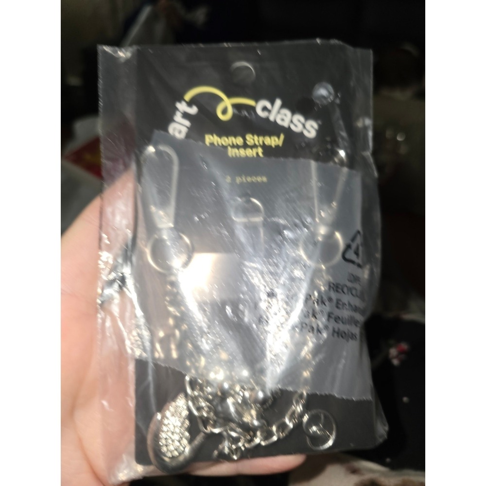 Target 2 Piece Silver Chain Phone Strap/Insert 8 Hanging Charms Cute s29